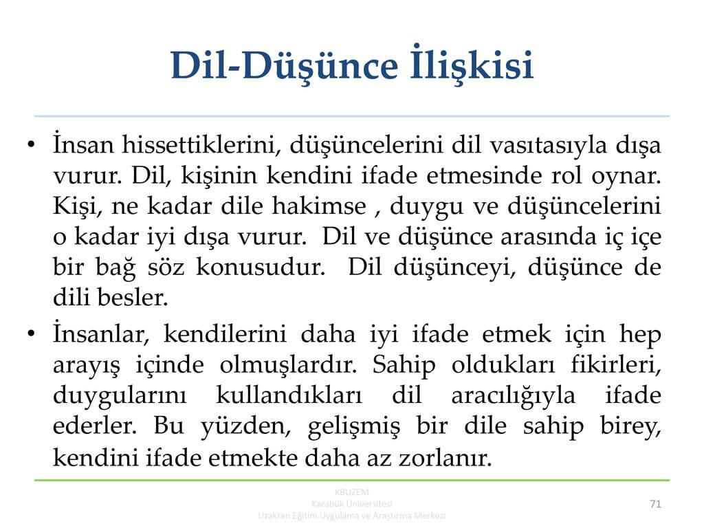 dil düşünce ilişkisi