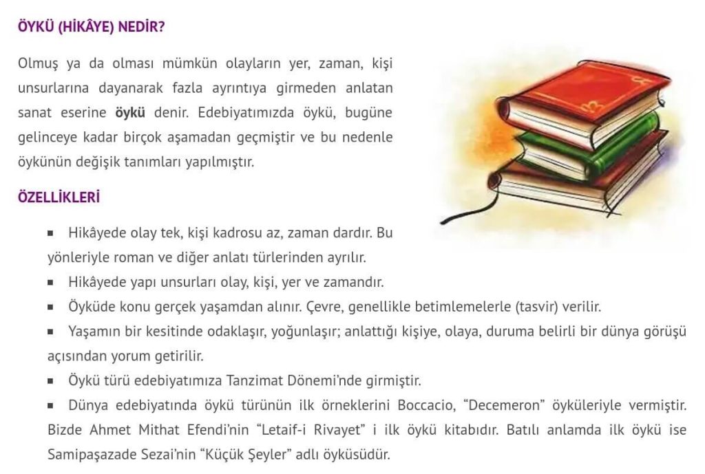 öykü hikaye nedir, hikayenin özellikleri