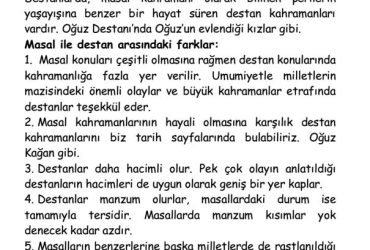 masal ve destan arasındaki benzerlikler ve farklılıklar