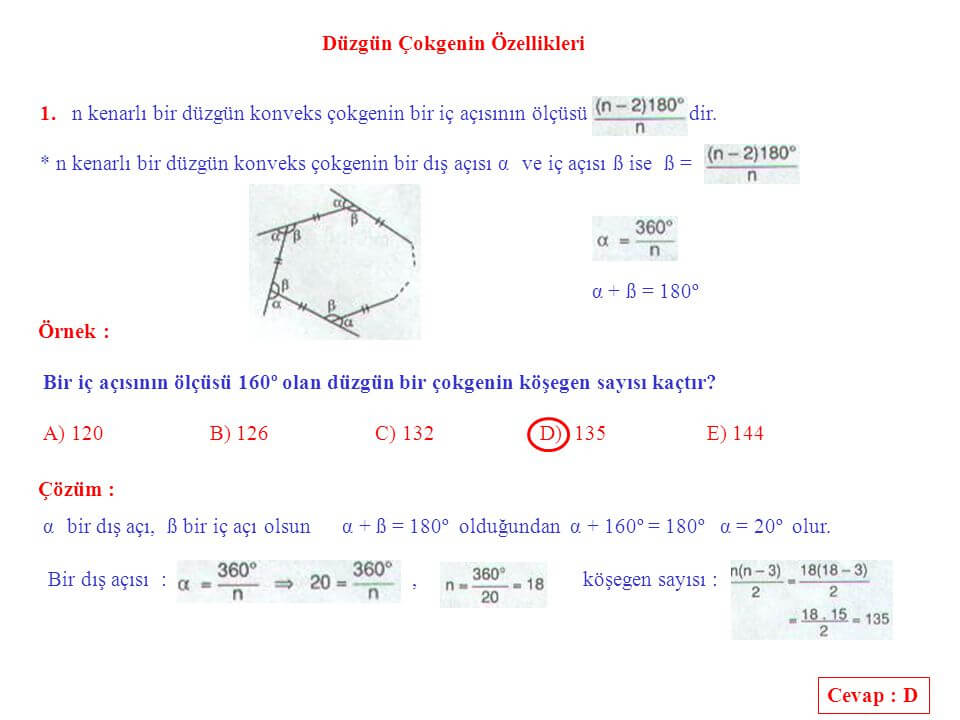 bir iç açısı verilen düzgün çokgenin kenar sayısını bulma